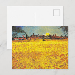 van Gogh Wheat Fält vid Sunset Classic liggande Vykort
