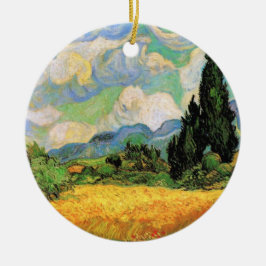 Van Gogh Wheat Fält w Cypresses på Haute Galline Julgransprydnad Keramik
