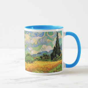 Van Gogh Wheat Fält w Cypresses på Haute Galline Mugg