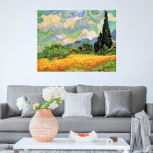 Van Gogh Wheat Fält w Cypresses på Haute Galline