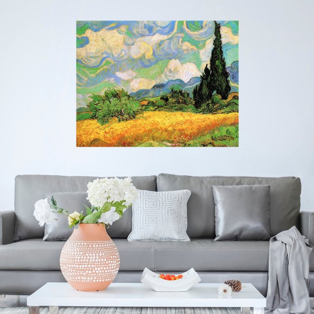 Van Gogh Wheat Fält w Cypresses på Haute Galline Poster (Skapare uppladdad)