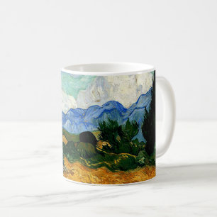 Van Gogh - Wheatfield med Cypress Träd Kaffemugg