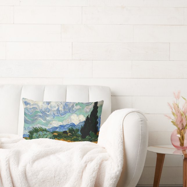 Van Gogh - Wheatfield med Cypress Träd Lumbarkudde (Soffa)