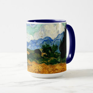 Van Gogh - Wheatfield med Cypress Träd Mugg