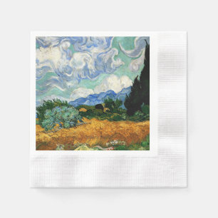 Van Gogh - Wheatfield med Cypress Träd Pappersservett