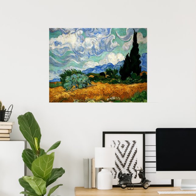 Van Gogh - Wheatfield med Cypress Träd, Poster (Hemmakontoret)