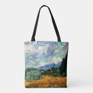 Van Gogh - Wheatfield med Cypress Träd Tygkasse