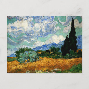 Van Gogh - Wheatfield med Cypress Träd Vykort