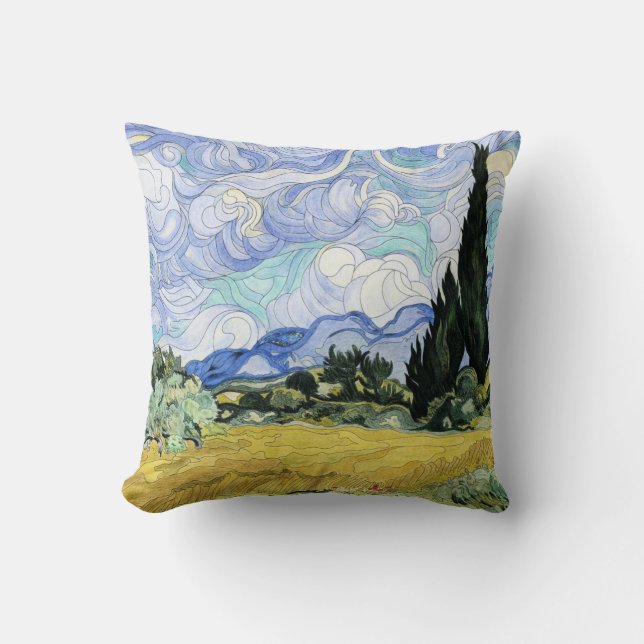 Van Gogh - Wheatfield med cypresser Kudde (Framsida)