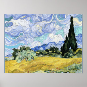 Van Gogh - Wheatfield med cypresser Poster