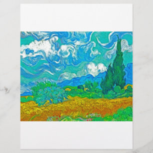 Van Gogh Wheatfield med Cypresses Reklamblad