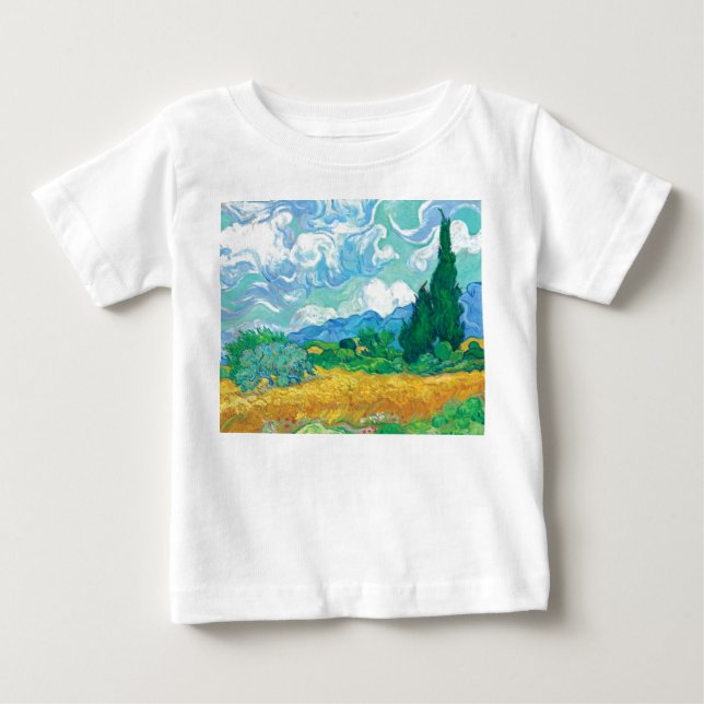 Van Gogh Wheatfield med Cypresses T-shirt (Framsida)