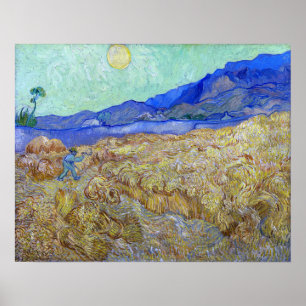 Van Gogh - Wheatfield med en förkortning Poster
