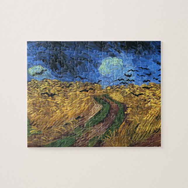 Van Gogh Wheatfield med kråkapussel Pussel (Horisontell)