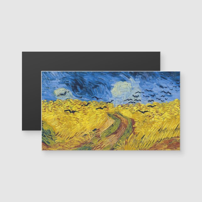 Van Gogh - Wheatfield med Kråkor Magnetic Card (Fram/baksida)