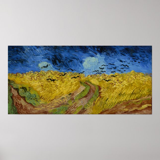 Van Gogh - Wheatfield med Kråkor Poster (Framsidan)