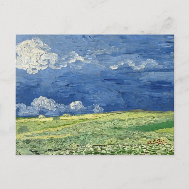 Van Gogh - Wheatfield under thundermolds målning Vykort (Framsida)