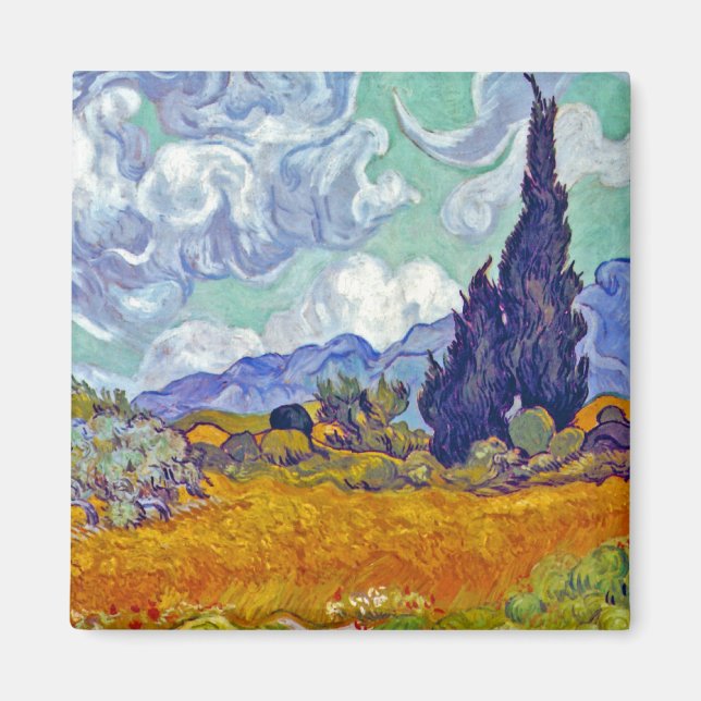 Van Gogh - Wheatfield with Cypresses Magnet (Framsidan)