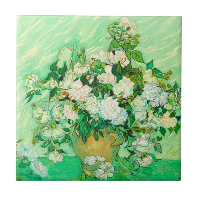 Van Gogh White Roses Kakelplatta (Framsidan)