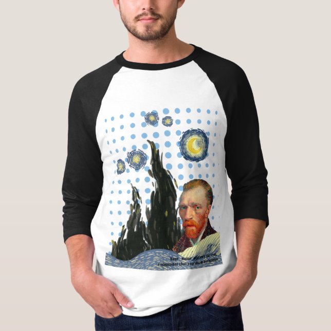  Van Gogh with every star I see, stars face art  T Shirt (Framsida)