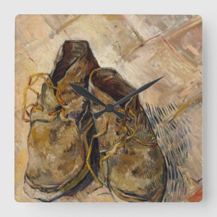 Van Gogh Worn Shoes Painting Art Square Wall Clock Fyrkantig Klocka