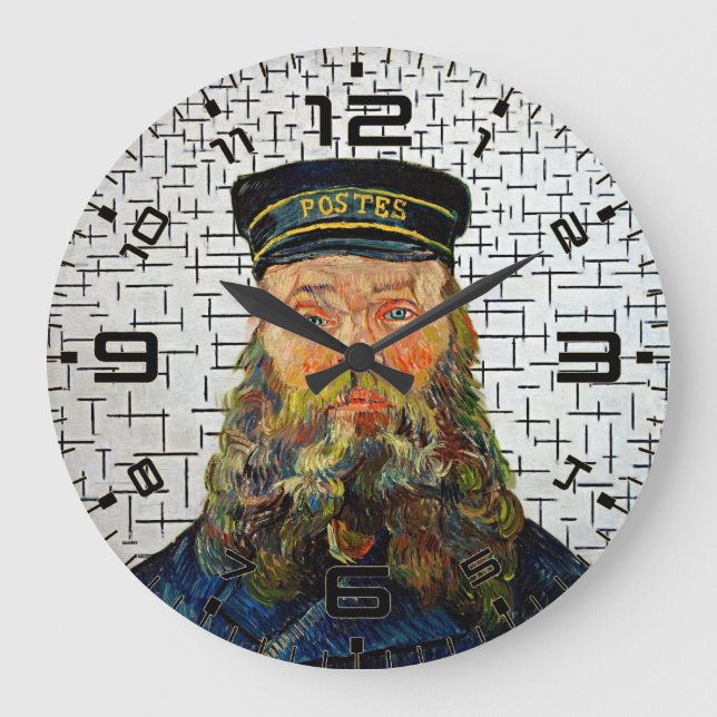 Van Gogh x Mondrian konstfusion väggklocka (Framsida)