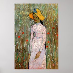 Van Gogh, Young Girl, Background of Wheat Poster