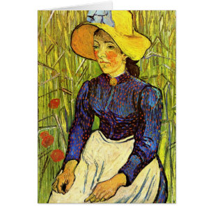 Van Gogh, Young Peasant Woman med Straw Hat Hälsningskort