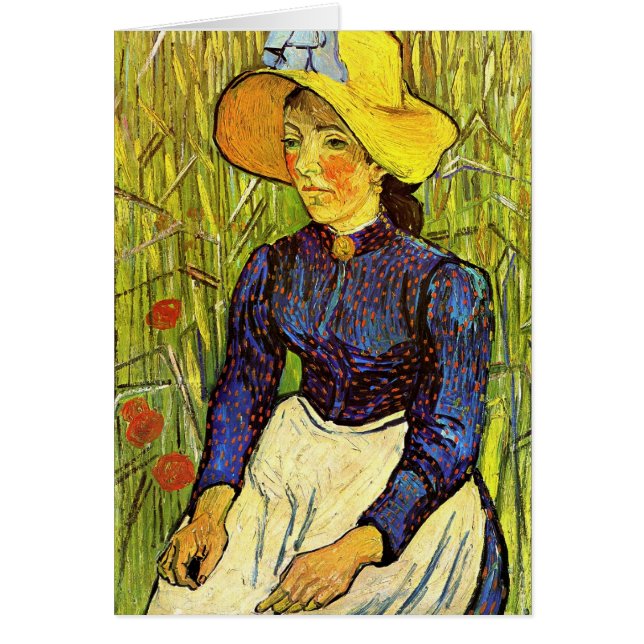 Van Gogh, Young Peasant Woman med Straw Hat Hälsningskort (Framsidan)