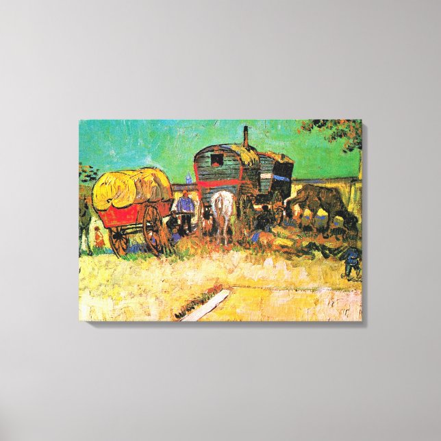 Van Gogh - zigenarläger med Horse Dray Canvastryck (Framsida)