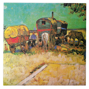 Van Gogh - zigenarläger med Horse Dray Kakelplatta