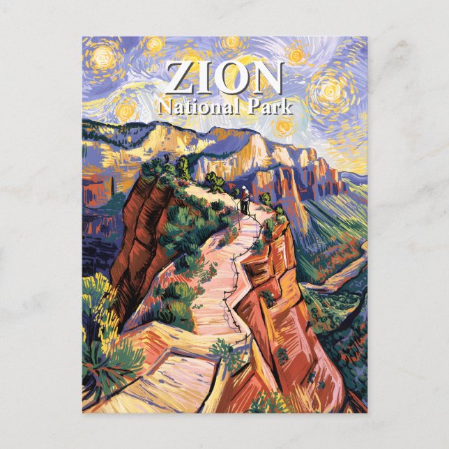 Van Gogh Zion Angels Landing Hiking Trail Custom Vykort (Framsida)