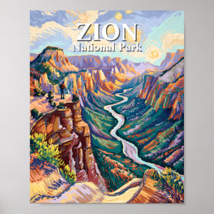 Van Gogh Zion National Park Kanjon Flod Vandring Poster