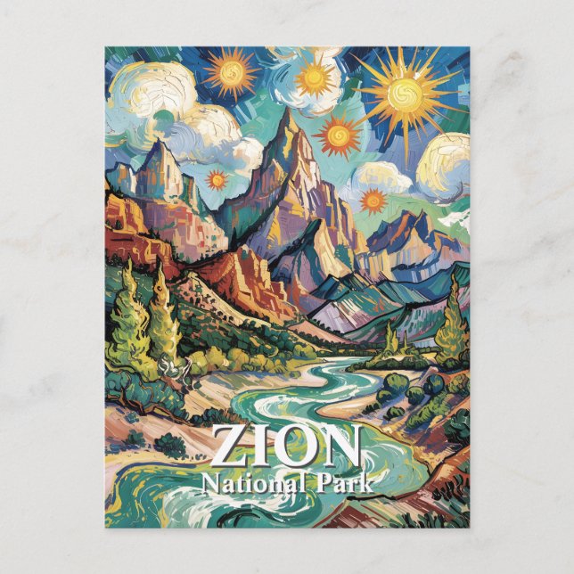 Van Gogh Zion Virgin River Patriarchs Custom Vykort (Framsida)