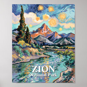 Van Gogh Zion Watchman Virgin River Solnedgång Anp Poster