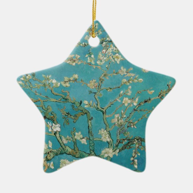 Van gogh's Almond Blommar Julgransprydnad Keramik (Framsidan)