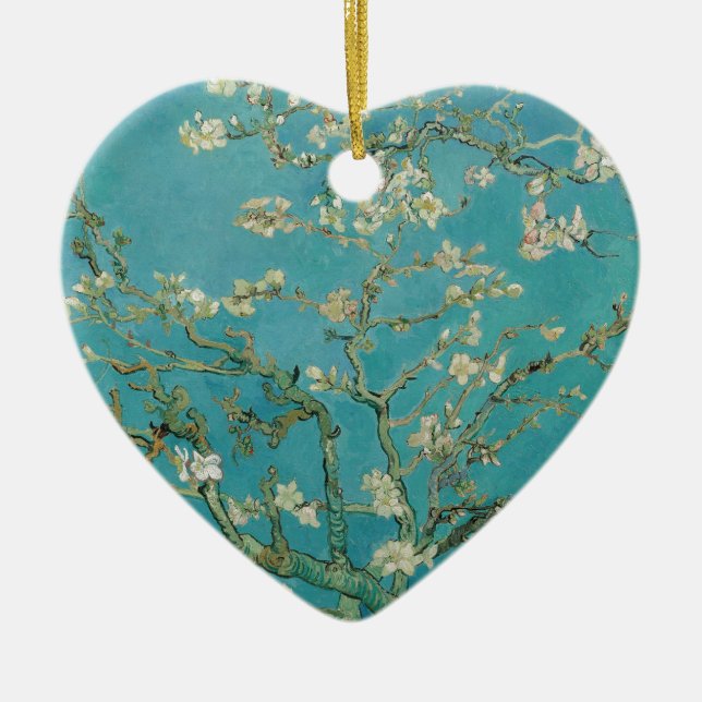 Van gogh's Almond Blommar Julgransprydnad Keramik (Framsidan)