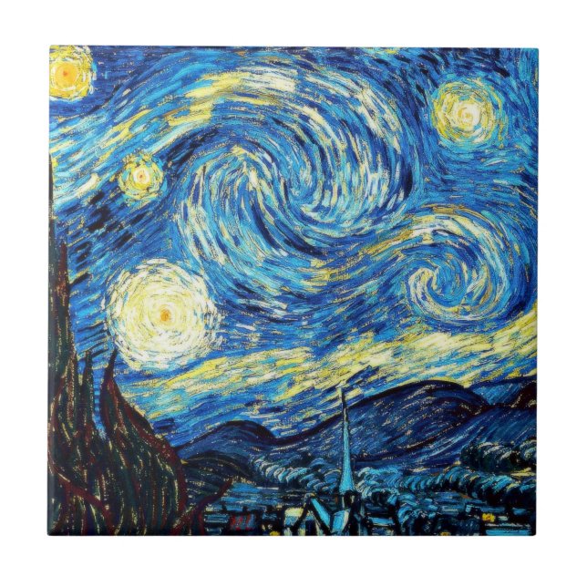 Van Goghs berömda målning, Stjärnnatten Kakelplatta (Framsidan)
