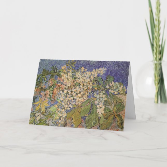 Van Goghs blommande kastanjegrenar Helgkort (Framsida)