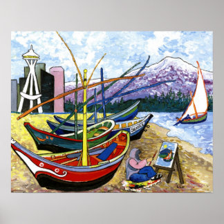 Van Gogh's Boats Poster