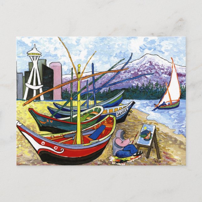 Van Gogh's Boats Vykort (Framsida)