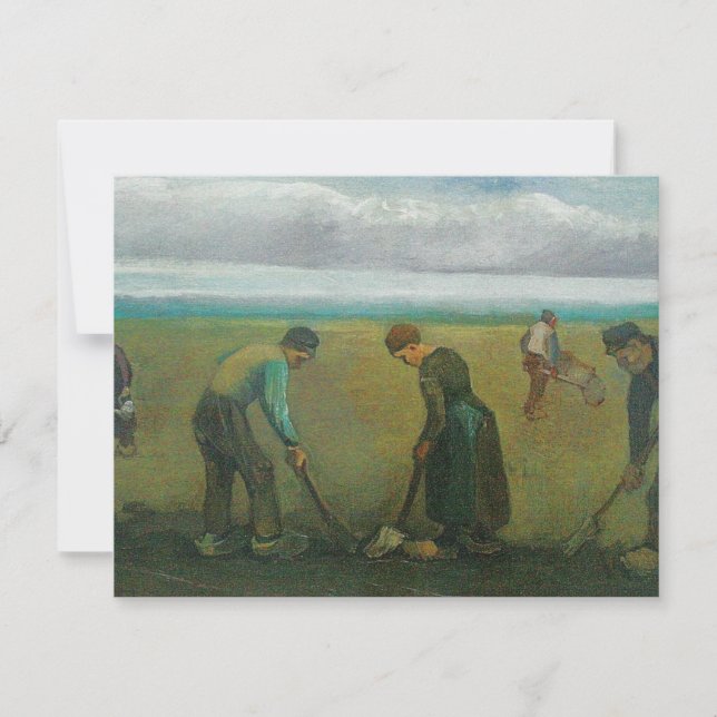 Van Goghs bönder eller jordbrukare som planterar p Inbjudningar (Framsida)