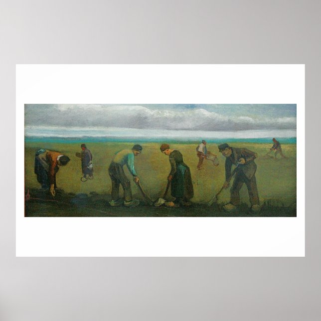 Van Goghs bönder eller jordbrukare som planterar p Poster (Framsidan)