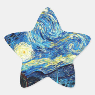 Van Gogh's famous painting, Starry Night Stjärnformat Klistermärke