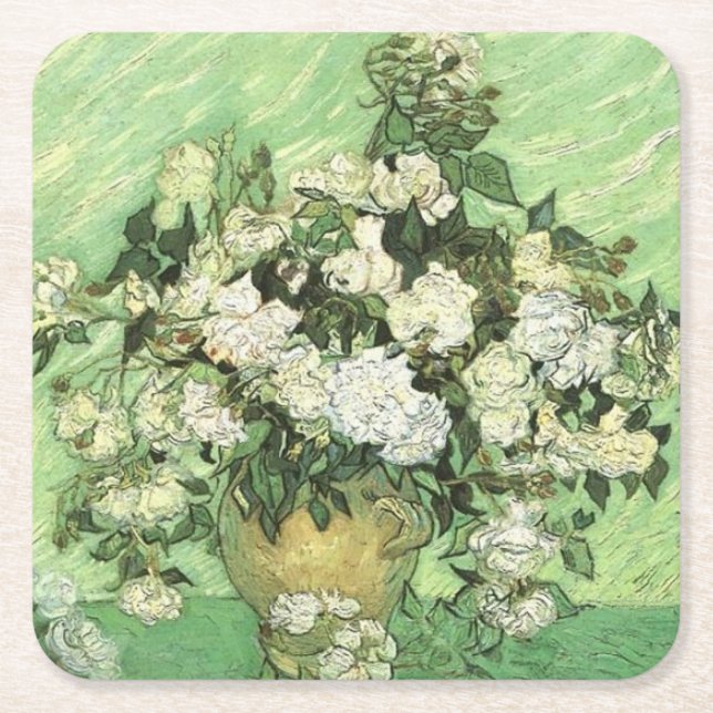 Van Gogh's Flowers i Vas Underlägg Papper Kvadrat (Framsidan)