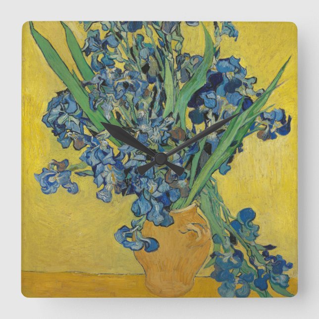 Van Gogh's Iris Fyrkantig Klocka (Framsida)