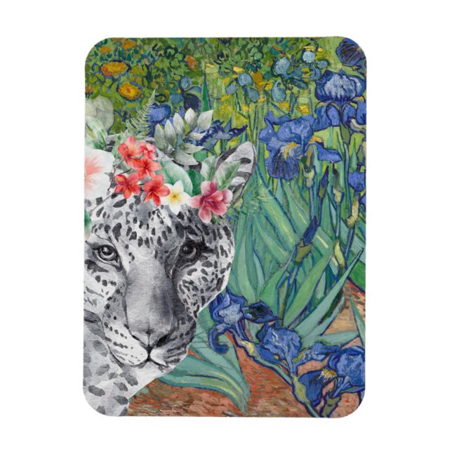 Van Gogh's Irises och Finare Leopard Magnet (Vertikal)