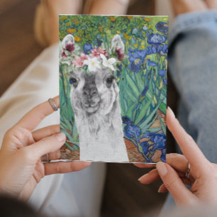 Van Gogh's Irises och Finare Llama Greeting Card Hälsningskort