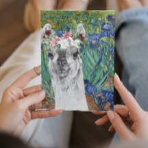 Van Gogh's Irises och Finare Llama Greeting Card