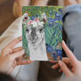 Van Gogh's Irises och Finare Llama Greeting Card Hälsningskort